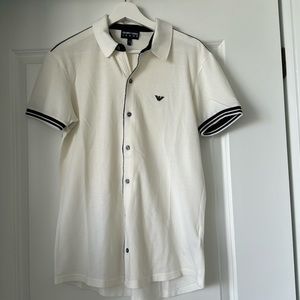 Armani Jeans off white and blue button down polo